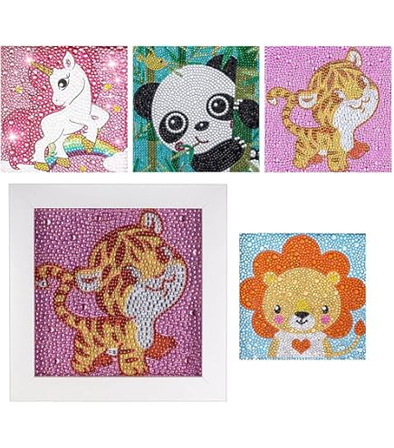 Kit Diamond Painting Per Bambini - 4 Pezzi Animali, Pittura Con Diamanti 5D, Regalo Creativo - Foto 11