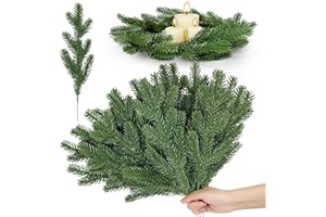‎SHEPIN SHEPIN 25 Stück Künstliche Tannenzweige, 31 cm Lang Tannenzweige Künstlich wie Echt, Grüne Pflanzen Adventskranz Deko, Streudeko Weihnachten basteln für Girlande, Kranz und Weihnachtsverzierung (25)