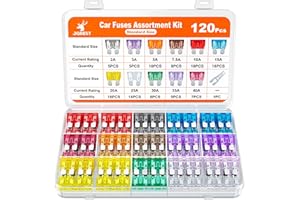 JOREST 120Pcs Kfz Sicherungen, Autosicherungen Set für Pkw Wohnmobil LKW Motorrad (2 Ampere 3A 5A 7.5A 10A 15A 20A 25A 30A 35A 40A) - Standard Flachsicherungen Auto +1 Sicherung Sicherungszieher