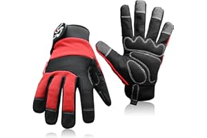 Wolveskin Safety Work Gloves Men & Women - Utility Mechanic Working Gloves for Multi-Purpose, Synthetic Leather, Heavy Duty, Firm Grip, Touchscreen Capable, High Dexterity and Flexible (Red, Large)