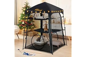 ITENT Katzenzelt für den Innen- und Außenbereich, 3-stöckiger Katzenkäfig im Inneren, für den Außenbereich, tragbar und faltbar, Design mit Zwei Türen, kann mehr Formen zusammenbauen (zum Patent