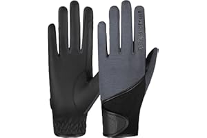 AFE Guantes de equitación para mujer, de piel sintética, color negro, tela elástica, rosa, morado, lila