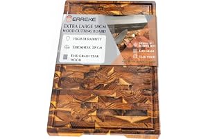 Erreke Skärbräda i Naturligt Teakträ End Grain, 58x38x3,8 cm, Extra Stor