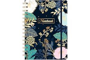 Indeme A5 Notebook - Lined Notebook A5 Sprial, Elastic Closure, Premium Lined Pages, 21 cm × 16 cm, Beautiful Floral Hardcover