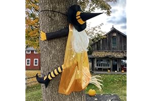 Giiffu Halloween Deko Outdoor- 135cm Hexe Baum Dekoration, Lustige Hexe Gegen Baum für Draußen Garten, Hof, Terrasse, Rasen, Veranda, Zaun, Fenster, Spukhaus, Halloween Ornament
