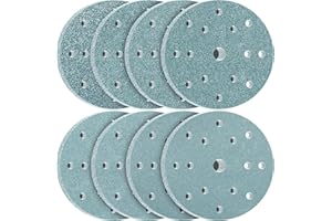 KONGMING 80 Pezzi Dischi Abrasivi 150mm 80 120 150 180 240 320 400 600 Grana 15 Fori per Levigatrice Rotorbitale