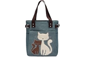 Płócienna torba na ramię w stylu retro, torba na zakupy, urocza torba na zakupy dla kota od KAUKKO