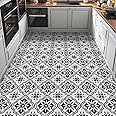 Elffloor Floor Tiles Self Adhesive Vinyl Flooring Self Adhesive Floor Tiles Black And White Pattern 20x20cm Waterproof For Bathroom Kitchen Living Room 10pcs