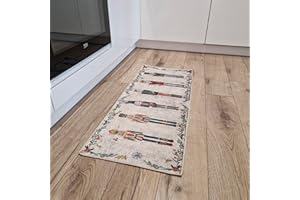 ‎MAZOVIA Mazovia Teppich - Beige Weihnachtsteppich - Weihnachten Teppichmatte für Küche, Korridor, Diele - Maschinenwaschbar - Wasserdicht - Nussknacker Weihnachten Teppich Läufer - Beige Creme - 50 x 140 cm