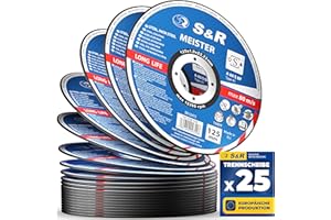 S&R 25x Ultra-Thin Metal Cutting Discs – 125 x 1.0 x 22.23 mm | A60 S-BF | For Inox, Stainless Steel, Steel | Angle Grinder Blades