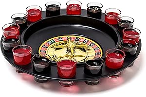 Relaxdays Drink Roulette con 16 Bicchierini Gioco da Tavolo Happy Hour Roulette alcolica