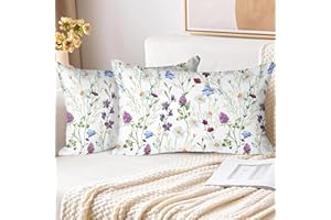 XPHZZL Cushion Covers Set of 2 Pack 30 x 50 cm - Soft Double Sided Garden Floral Decorative Rectangle Cushion Covers for Sofa Bed Garden Outdoor Spring Decor with Invisible Zipper 12 x 20 Inch-Purple