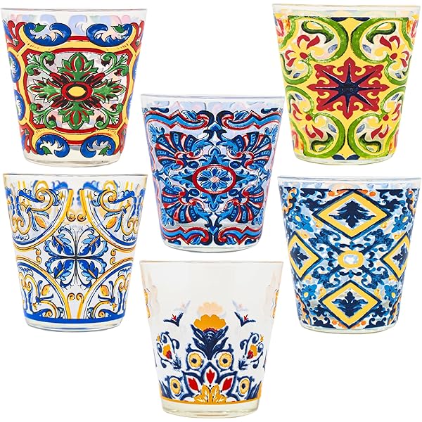 Bicchieri Liquore Made Italy Bicchierini Limoncello In Ceramica Vietri - 6 Pezzi + Vassoio, Dipinti A Mano, Made In Italy Bicchiere Amaro