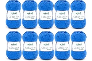 Gründl Cotton Fun Maglieria/Crochet (Filato Morbido in 100% Cotone, Certificato Oeko-Tex, g/115 m, Misura dell'ago: 3-4, 1 gomitolo á 50 g), Royal Blue, 31 x 32 x 7.5 cm, 1150 unità