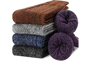 EBMORE Womens Merino Wool Socks Thermal Warm Winter Hiking Walking Boot Crew Cushion Work Socks 5 Pairs