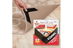 IPRIMIO NeverCurl Anti Slip Rug Underlay - Premium Corner Grippers for Wooden, Laminate, and Carpeted Floors - Non Slip and Anti-Curl Rug to Carpet Gripper - Suitable Gripper to Keep Your Rugs in Place