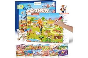 D-FantiX 24 Preschool Learning Activities, Search and Find Educational Game, Reusable Learning & Education Toys for Kids 3 4 5 6 7 8 Year Old, Arts and Crafts Birthday Gifts for Girl and Boy