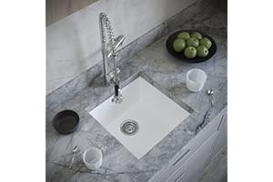 Excel Home Kitchen Sink with Strainer & Overflow - Luxurious Single Bowl Kitchen Sinks Made of Pressed Material - Scratch Resistant & Simple to Keep Clean – Hygienic & Sound Absorbing (Matt White)