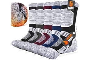 Niofind Mens Thermal Socks Thick Warm Winter Work Boot Socks, Cushioned Cotton Outdoor Sports Crew Sock for Walking Hiking Cycling Running Multipack 5 Pairs