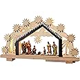 WeRChristmas Pre-Lit Wooden Nativity Scene Illuminated with 8 Warm LED Lights, 26 cm - Large, Multi-Colour