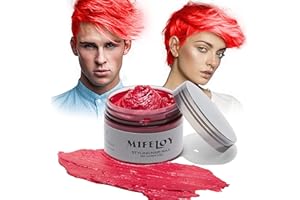 MIFELOY Temporary Red Hair Color Wax 120g, Instant Hairstyle Cream Dye, Disposable Coloring Mud for Men Women Youth, Natural Washable Styling Pomades for Party Cosplay DIY Halloween
