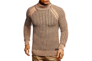 Leif Nelson Herren Strick-Pullover Rollkragen Slim Fit für Winter Sommer Moderner schwarzer Männer Winterpullover Sweatshirt Langarmshirt Herren Basic Hoodie-Shirt LN5295