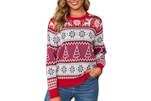 Leversic Pull de Noel Femmes Hiver Moche Noël Drole Sweat Chaud Christmas Jumper Manches Longues Doux Confortable S-XXL