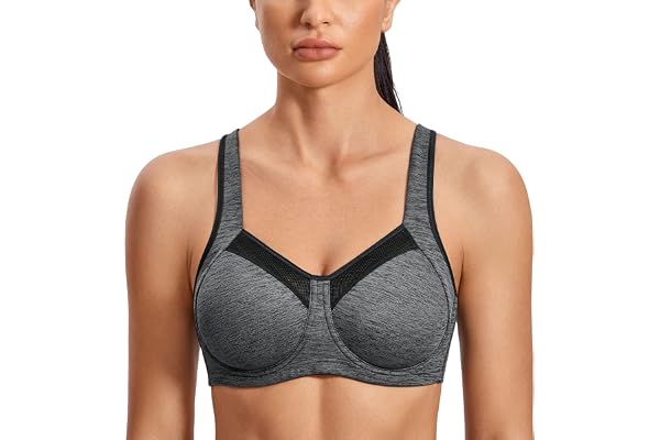 SYROKAN Soutien Gorge Sport Femme Maintien Extreme avec Armature Dos Nageur Impact Elevé Non Rembourré