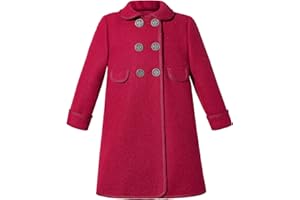 Ju petitpop Niñas Vintage Rojo Chaqueta Larga de Invierno Abrigos para Niños Pequeños Abrigo de Lana Cálido