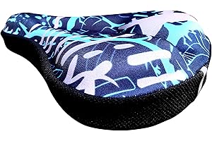 Kamay's 100% Gel Bike Seat Cover/Bicycle Saddle Cushion with Non-Slip Pads with Reflective Warning Strip | Extra Padded Comfort for Road Mountain Or Spinning Class Cycling-Camouflage Color