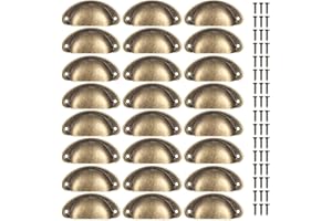 24 Pièces Poignées de Coquille Vintage, Poignées de Tiroir Semi-circulaires, Poignées de Meubles, Boutons de Coquille pour Armoire de Tiroir de Porte, Cuisine, Placards, avec Vis de 48 Pièces