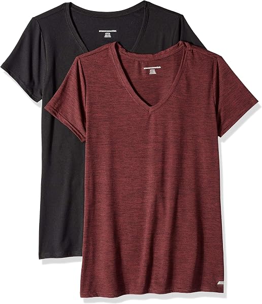 Amazon Essentials Mujer Camiseta Elástica de Secado Rápido, Manga Corta y Cuello en V (Hay Tallas Grandes) - 1