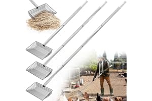 JUSONEY Hühnerstall Zubehör, 4-in-1 dehnbare Streuschaufel für Hühnerkotschaufel 51-157cm lang mit Edelstahlgriff, abnehmbare Hühnerstall kotschaufel, Modell 1