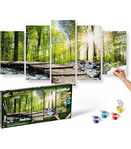 Malen Nach Zahlen Kit – Herbst Wald Motiv, 40x50 Cm, Inkl. Rahmen & Farben, Für Erwachsene