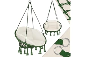 KESSER® Fauteuil Suspendu avec Coussin | Chaise relaxante à Suspendre pour Adultes et Enfants | Hamac d’Une Charge Maximum de 150 kg | pour la Maison, Le Jardin ou la terrasse, Kaki