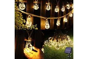 ‎GEEMOO Geemoo Solar Lichterkette Aussen Mit 16 Glühbirnen, 6.4M Solar Lichterkette Außen Wetterfest Warmweiß, Vintage Solarlichterketten mit Hanfseil Outdoor Deko für Garten, Party, Balkon, Hof, Hochzeit