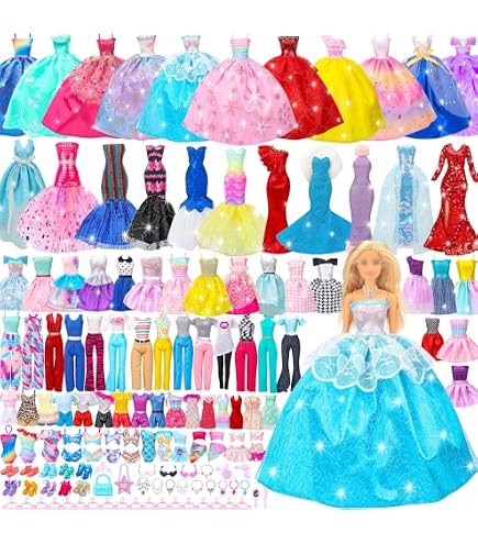 Vêtements Accessoires Poupée Barbie Kit Complet 42 Pièces Vêtements Et Accessoires Pour Poupée Barbie 29 Cm - Jupes, Chaussures, Sacs, Bijoux