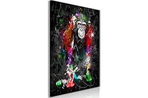 decomonkey - Impression sur Toile Intissée Animau Abstrait 60x90 1 Pièce - Tableau Décoration Appartement Cadre en Bois Photo Déco Salon Image Esthétique Peinture sur Toile Maison