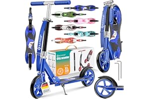 KESSER® Scooter pour Enfants de Ville Trottinette Pliable réglable en Hauteur, Kickscooter jusqu'à 100kg, Frein de Roue Arrière, Jusqu'à 190cm de Hauteur, Sangle de Transport Incluse