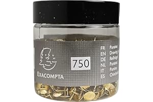 Exacompta - Ref 14768E - Brass Drawing Pins (750pcs) - 9mm Width x 9mm Height in Size - Suitable for Pinboards or Corkboards in Offices, Homes & Businesses - Gold