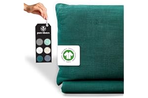 ‎PURE SHORES pure shores - Musselin Bettwäsche 135x200 Bio | Bettwäsche Set 100% Baumwolle mit GOTS | Reißverschluss | 1 Kissen 80x80 | Storm-Grün