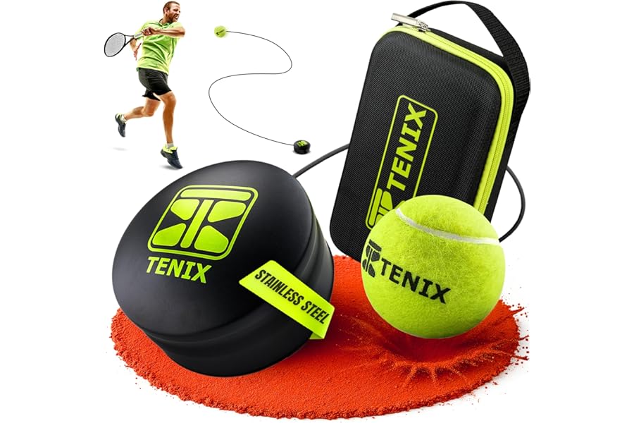 TENIX® Tennis Trainer Set [with Power-Grip System] Tennis Practice Device for kids & adults | Play tennis solo in the yard, park or court | Get your personal tennis buddy with rebound ball!