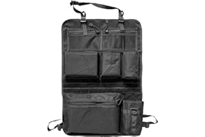 PANGOLINTIGER Taktischer Autositz Organizer - 42x62cm taktische Sitzrücken-Organizer, mit 2 Netztaschen, 3 Taschen, 1 Reißverschlusstasche, 1 Becherhalter & MOLLE-System- Ideal für Camping, Reisen(Schwarz)