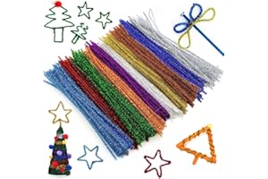 DINGFENG 300 Pièces Tiges de Fils Chenille Colorés Cure Pipes Cleaner Couleurs Assorties 6mm x 300mm pour DIY Artisanat Décoration Fournitures Loisirs Creatifs Artisanat Créatif Creatifs de Noël