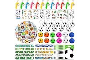 Seamart 114 Stück Fußball Party Mitgebsel Kinder mit Schlüsselanhänger, Armband, Fußball Drehen, Trillerpfeife, Tattoos, Partei Geschenk Taschen, Mitgebsel Kindergeburtstag Fussball