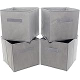 Clay Roberts Storage Cubes, 25cm x 25cm x 25cm, Foldable Storage Boxes, Pack of 4, Grey, Fabric Storage Basket Set for Storag