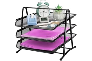 ideallife Briefablagen 3 Ebenen - Dokumentenablage Metall Desk Organizer - Metall Ablage Ablagefächer für A4 Dokument - Büro Schreibtisch Ablage mit 3 Schubladen I Papier Ablagefächer A4 (Schwarz)