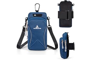 AYMQC Sport-Armtasche Outdoor Laufarmband Sportarmband mit Kopfhörerschlitz für Joggen Radfahren Kompatibel mit iPhone, Samsung, Huawei Handys bis zu 6,7 Zoll (Blau)