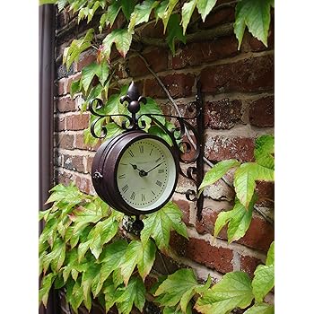 Uhr mit Thermometer für den Garten doppelseitig Wandmontage Durchmesser