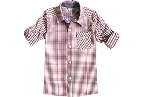 Bienzoe Niño Plaid Algodón Enrollar Camisa